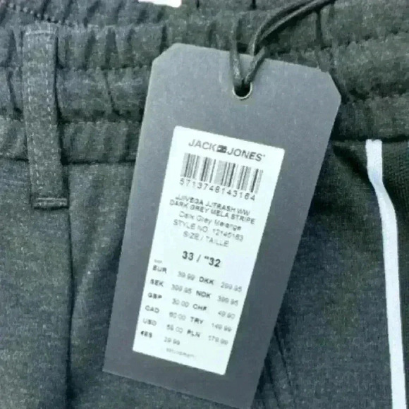 Jack & Jones Dark Grey Navy Stripe Ankle Pant NWT 33 x 32 - Picture 3 of 5